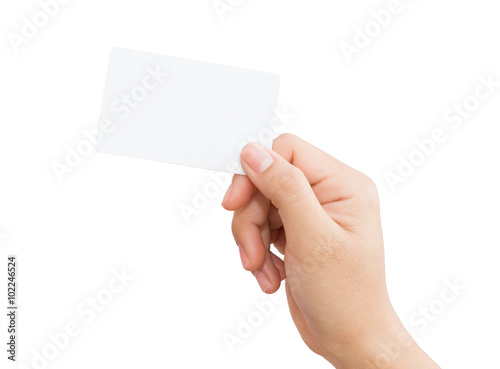 Cuadros en Lienzo female hand holding blank card isolated clipping path in image d