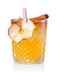 Wall Mural - Fruit alcohol cocktail with apple and cinnamon stick isolated