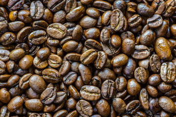 Background of roasted coffee beans.