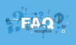 Thin line design concept for FAQ website banner. Vector illustration concept for frequently asked questions or questions and answers, client or customer support, product and service information.