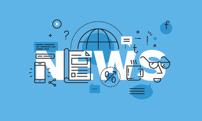 Poster - modern thin line design concept for news website banner. vector illustration concept for product and