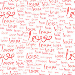 Wall Mural - Seamless pattern of love words.