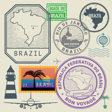 Travel Stamps Set, Brazil