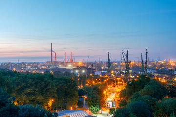 Wall Mural - Gdansk shipyard at night.