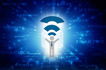 Aufkleber - 3d illustration WiFi symbol with man