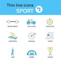 Poster - Sport Thin Line Icons Set Collection Vector Illustration