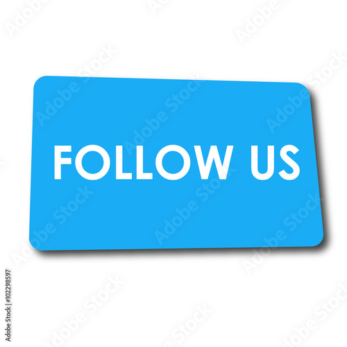 Fotografie, Obraz Icono plano FOLLOW US en rectangulo azul con sombra