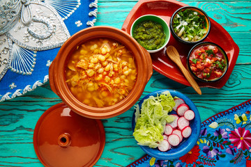 Wall Mural - Pozole with mote big corn stew from Mexico