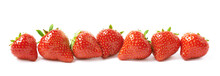 Line Of Red Strawberries Isolated