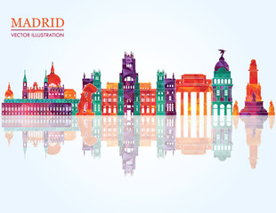 Wall Mural - Madrid detailed skylines. vector illustration