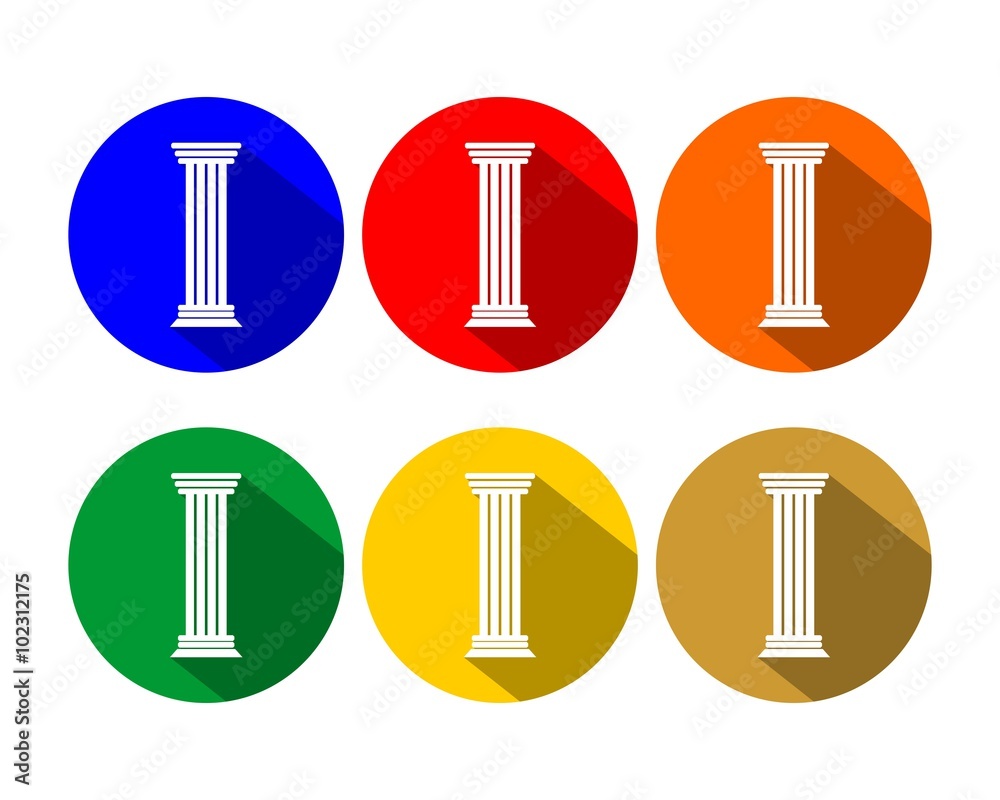 Pillar icon flat circle Stock Vector | Adobe Stock
