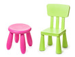 baby green plastic stools on a white background