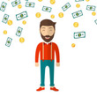 © luckinout - Money concept vector illustration. Man.