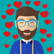 © luckinout - The hipster is laughing. Happy Valentine's Day