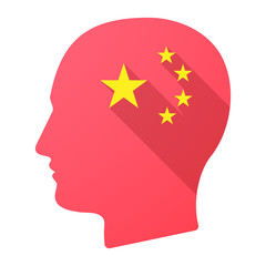 Poster - Long shadow male head icon with  the five stars china flag symbo