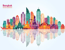 Bangkok Detailed Skyline. Vector Illustration