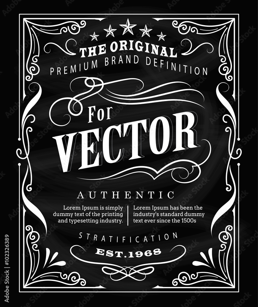 Antique label typography poster vintage frame blackboard design - obrazy, fototapety, plakaty 