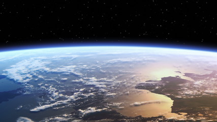 Wall Mural - flying over the earth. realistic 3d animation. 4k (3840х2160). loop.