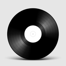 Vinyl LP Record Disk Mockup With White Label, Gramophone Vector
