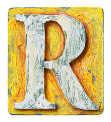 Wall Mural - Wooden alphabet letter R