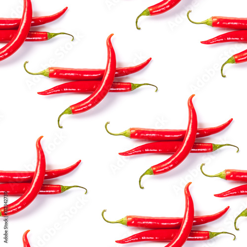 seamless pattern hot pepper on a white background