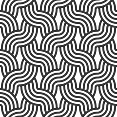 Wall Mural - Vector seamless texture. Modern abstract background. Monochrome geometric pattern of intersecting lines.