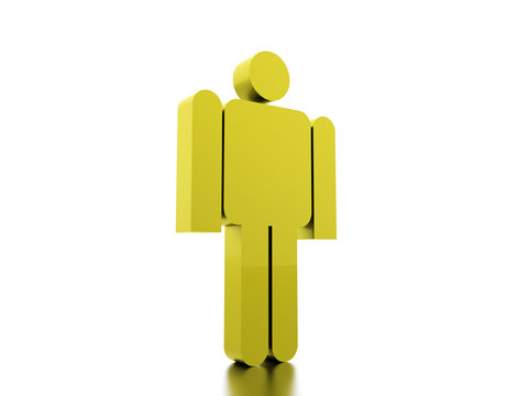 Green abstract man figure rendered on white background