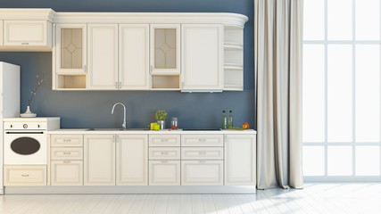 Wall Mural - Bright kitchen interior 3D render