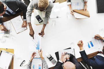 Wall Mural - Business People Analyzing Statistics Financial Concept