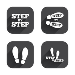 Poster - Step icons. Footprint shoes symbols.