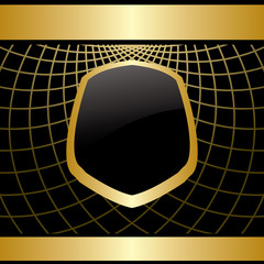 golden frame on black background with grid - vector