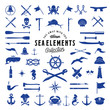 Vintage Vector Sea or Nautical Icon Elements Set for Your Retro Labels, Badges and Logos.