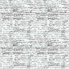 Poster - Vector seamless pattern with real hand written text on endless copybook paper sheet grid. Lectures archives science. Natural hand writing style. Endless pattern with handwriting text. Calligraphic.