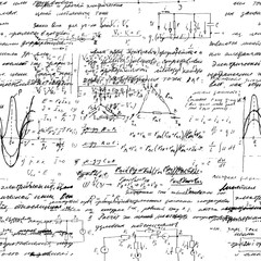 Seamless endless pattern background with handwritten mathematica