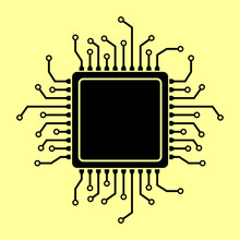 CPU Microprocessor. Flat Style Chip Icon