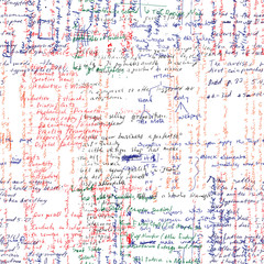 Poster - Vector seamless pattern with real hand written Latin text in coloured pen.