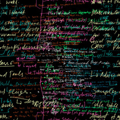 Poster - Seamless pattern with handwriting text. Calligraphic English text background.