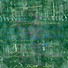 Poster - Vector seamless pattern with real hand written Latin text on green chalk board. Lectures archives on subjects, graphic design, typography, web programming. Natural hand writing style. English.