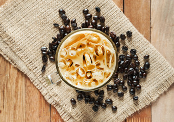 Wall Mural - Ice coffee with coffee bean