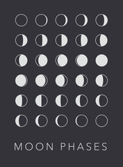 Wall Mural - Full cycle moon phases vector background