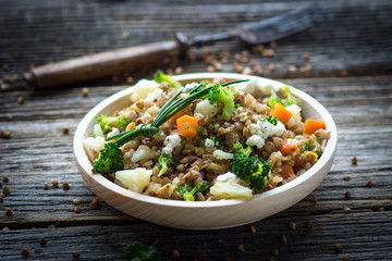 Poster - Buckwheat with  vegetables and feta cheese