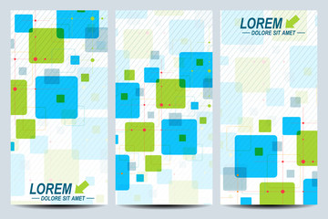 Poster - Set of the vector flyers. Background with colorful scuares . Modern stylish design