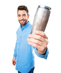 Wall Mural - young man holding a beer