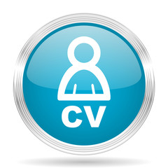 Aufkleber - cv blue glossy metallic circle modern web icon on white background