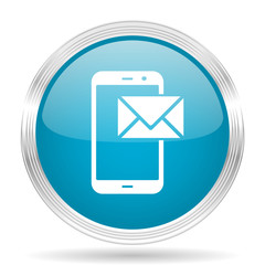 Poster - mail blue glossy metallic circle modern web icon on white background