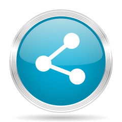 Poster - share blue glossy metallic circle modern web icon on white background
