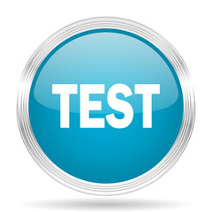 Poster - test blue glossy metallic circle modern web icon on white background