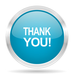 Poster - thank you blue glossy metallic circle modern web icon on white background