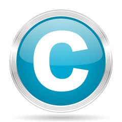 Poster - copyright blue glossy metallic circle modern web icon on white background