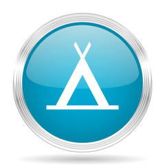 Poster - camp blue glossy metallic circle modern web icon on white background